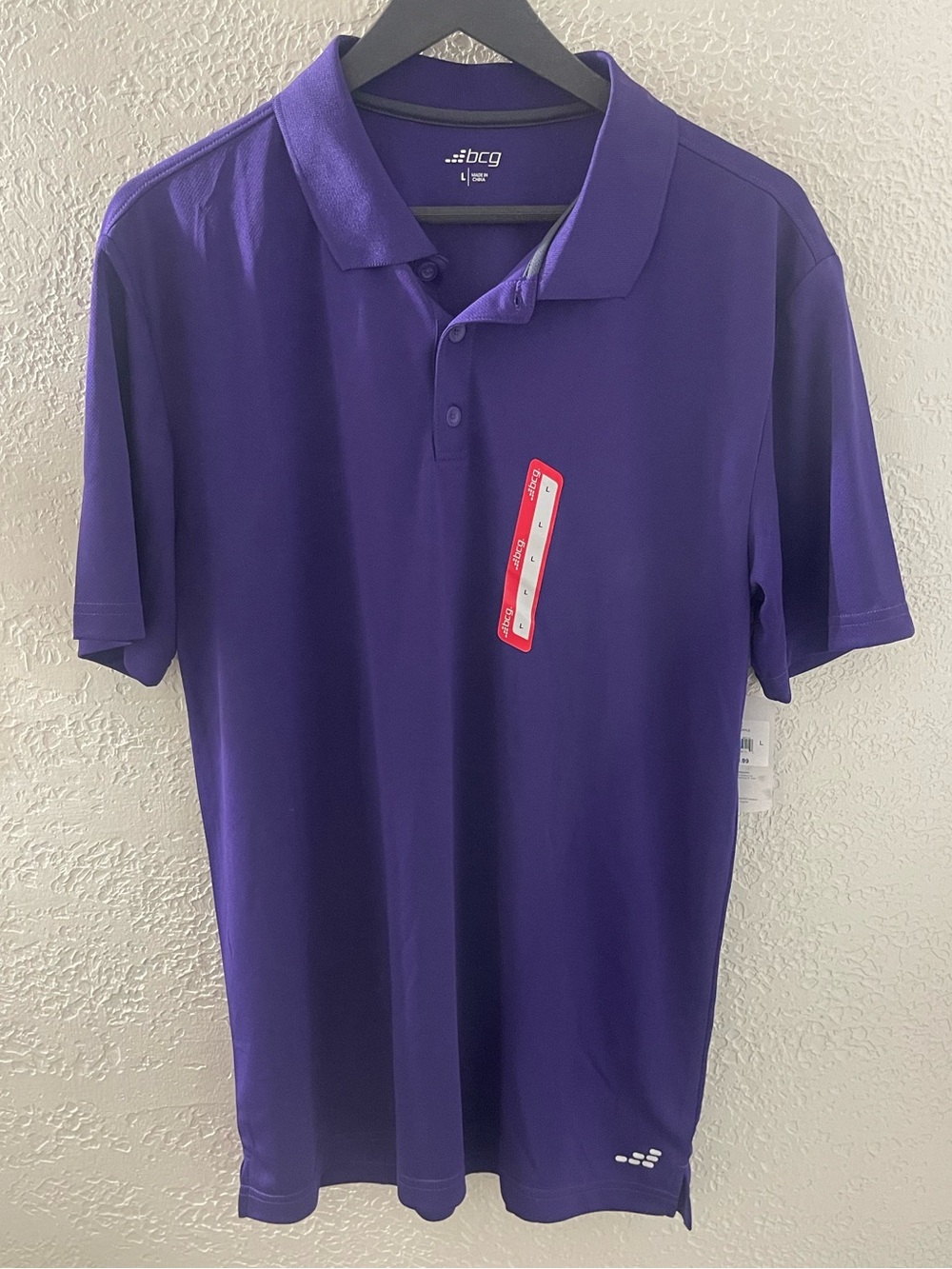 NWT BCG Men's Purple Short-Sleeve Polo Large